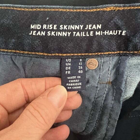 Lands End Dark Wash Mid Rise Skinny Jeans Non Destructed Size 8 - Picture 9 of 12